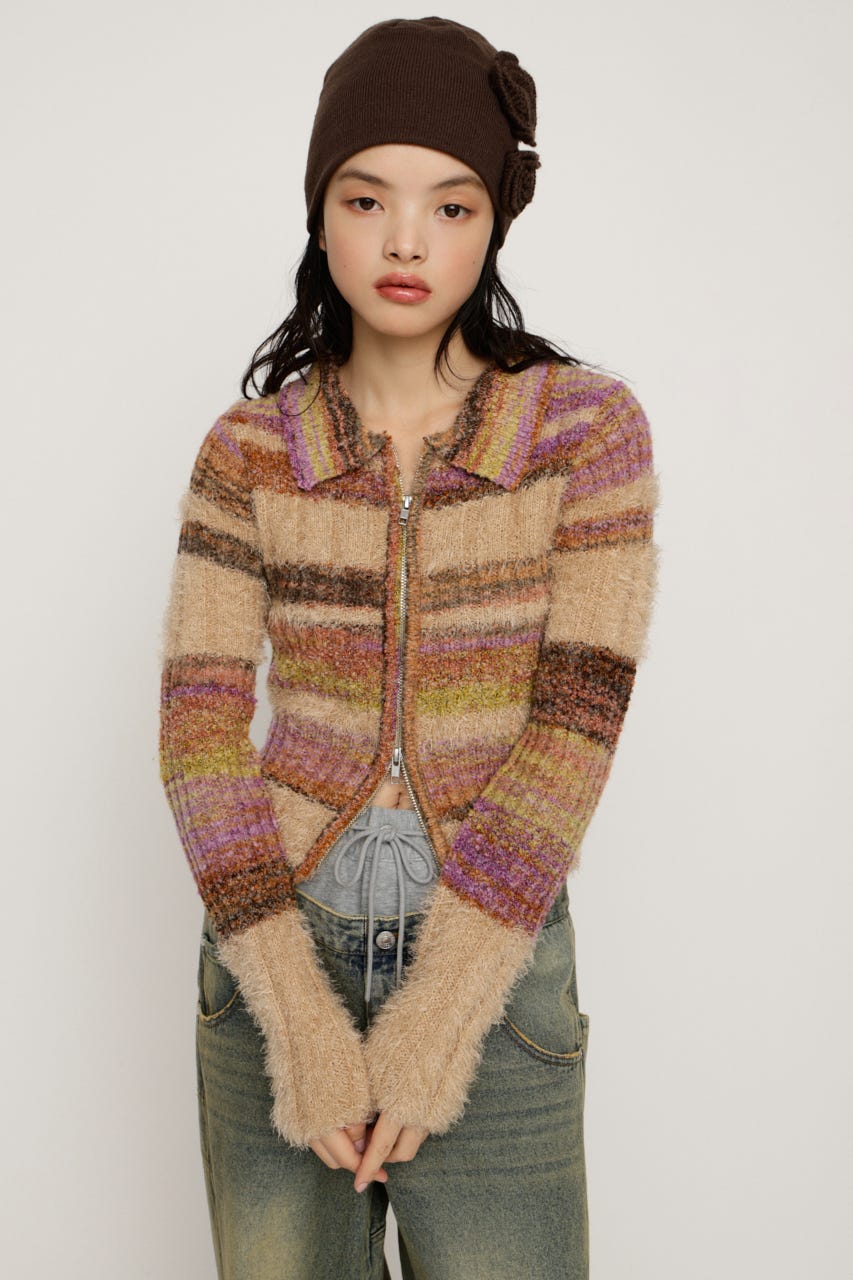 SLY | SHAGGY MIX FRONT ZIP トップス (ニット ) |SHEL'TTER WEBSTORE