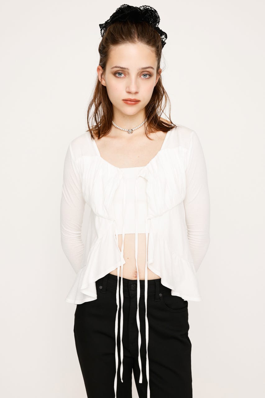 SLY | SQUARE NECK RIBBON トップス (カーディガン ) |SHEL'TTER WEBSTORE