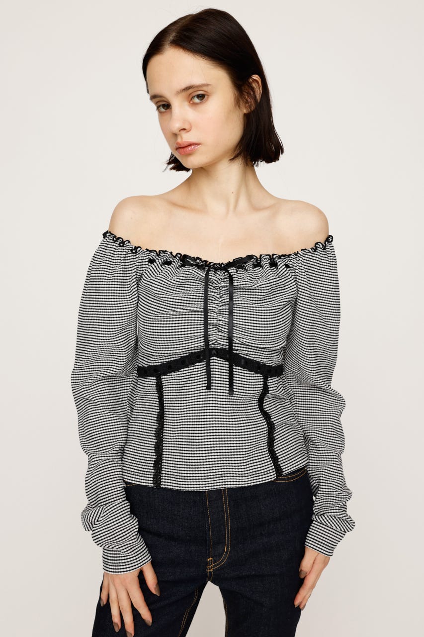 SLY | PLAID RIBBON CUT トップス (Tシャツ・カットソー(長袖) ) |SHEL