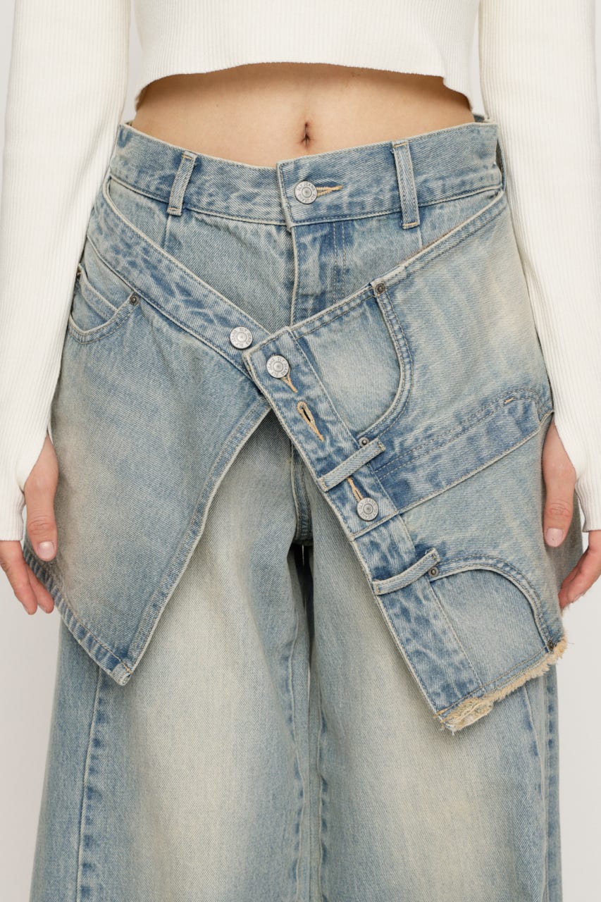 SLY | REMAKE ASYMMETRY L／W DENIM パンツ (ストレート ) |SHEL'TTER