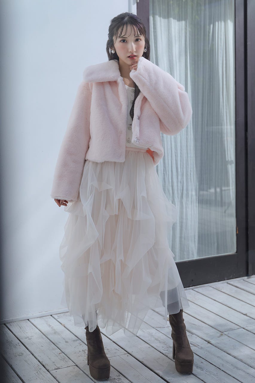 rienda | ランダムタックチュールスカート (スカート(ロング) ) |SHEL