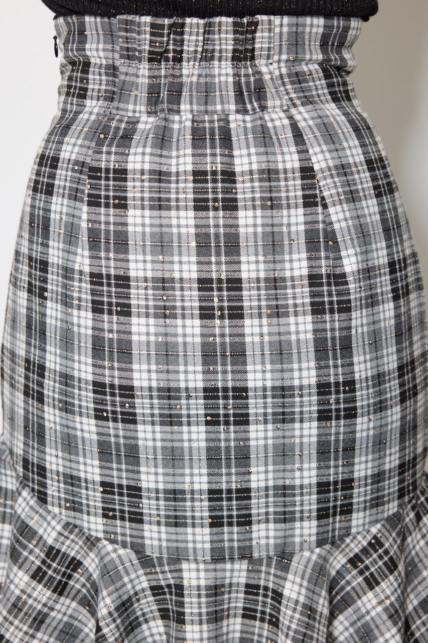 rienda | チェックフリルスリットスコートショートパンツ (ショート