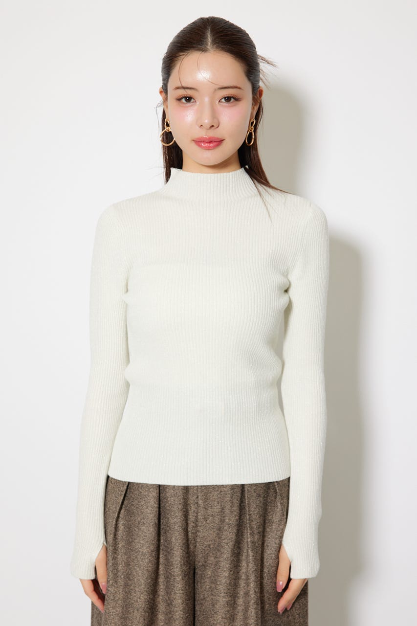 rienda | サムホール付きウォッシャブルハイネックニットトップス