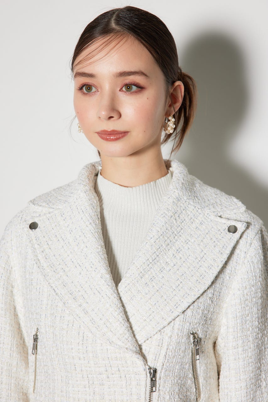 rienda | ツイードショートライダースジャケット (ジャケット ) |SHEL