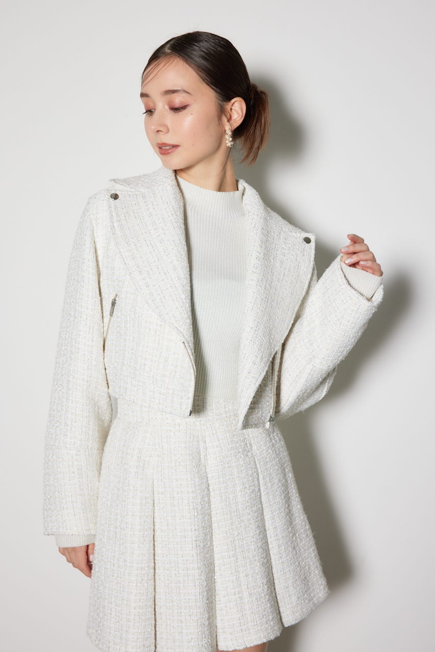 rienda | ツイードショートライダースジャケット (ジャケット ) |SHEL