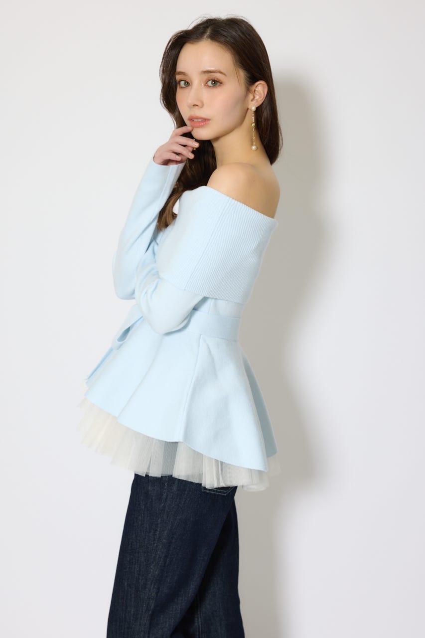 rienda | チュールレイヤードペプラムニットトップス (ニット ) |SHEL