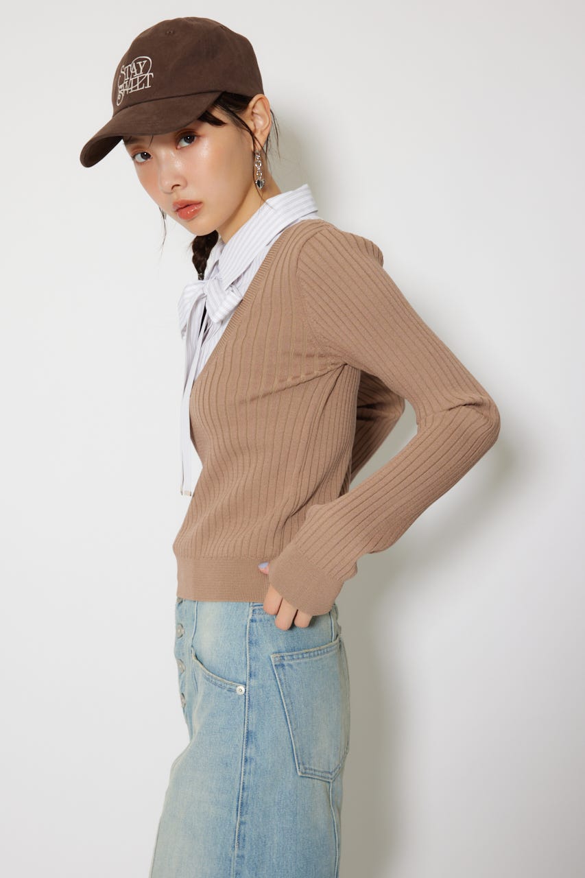 rienda | シャツドッキングロングスリーブニットトップス (ニット