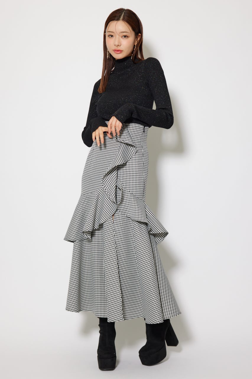 rienda | フリルスリットハイウエストスコートショートパンツ