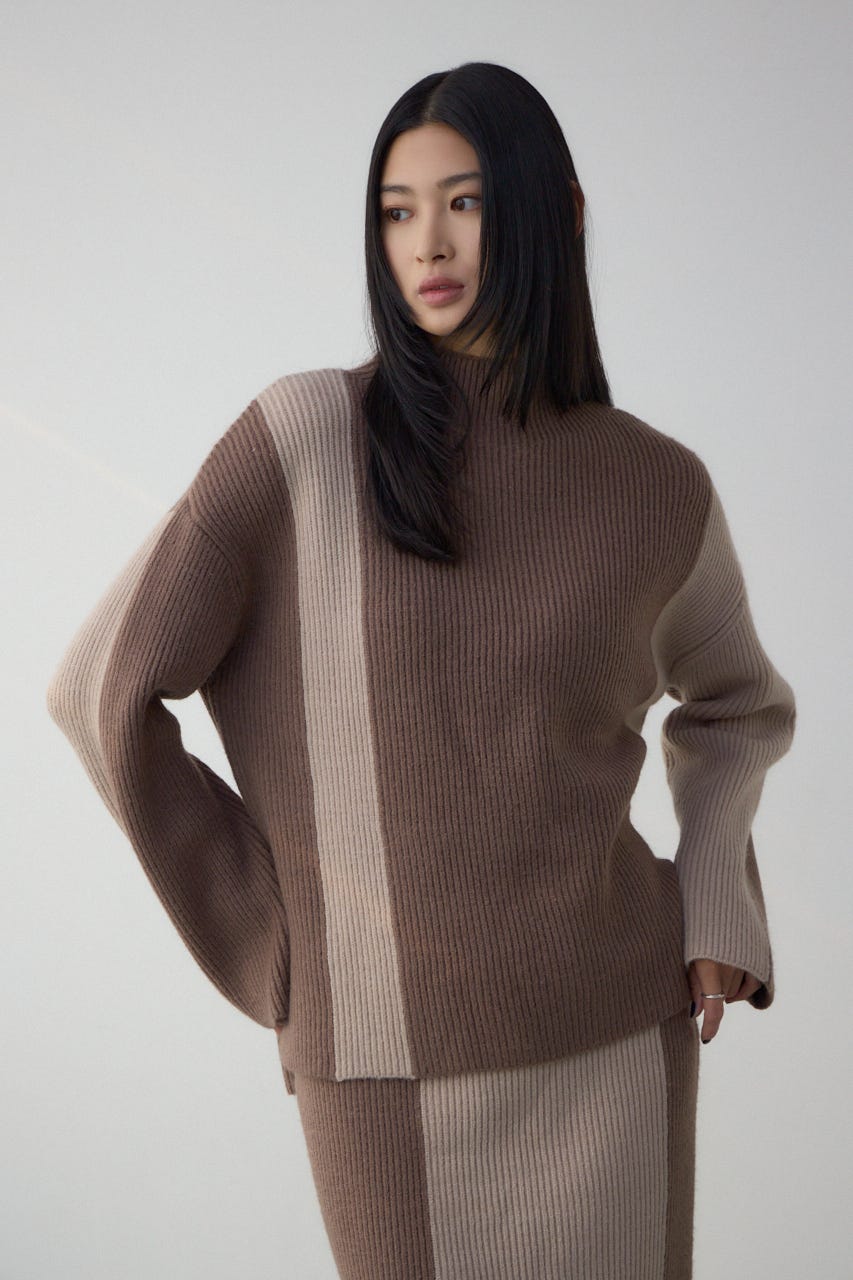 AZUL BY MOUSSY | バイカラーハイネックニットトップス (ニット