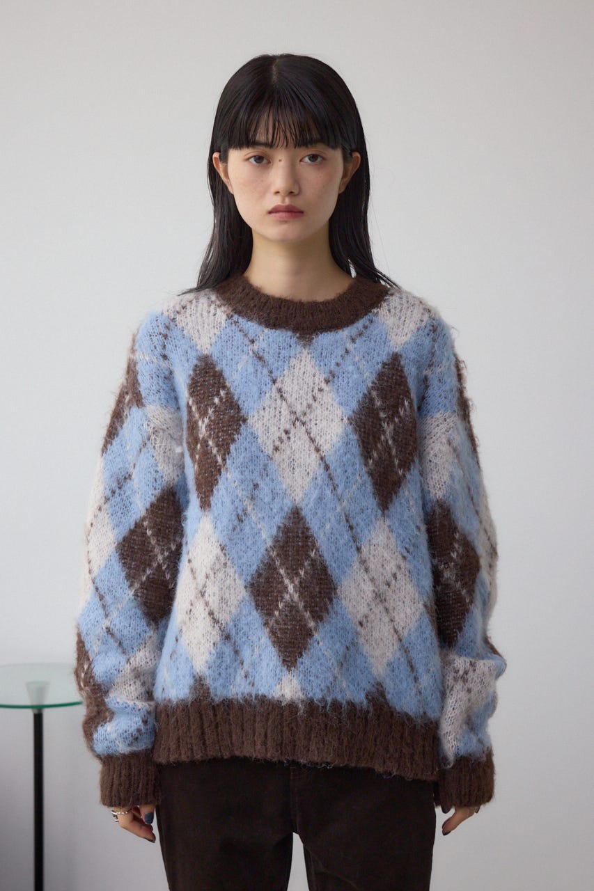 AZUL BY MOUSSY | アーガイルシャギーニット (ニット ) |SHEL'TTER
