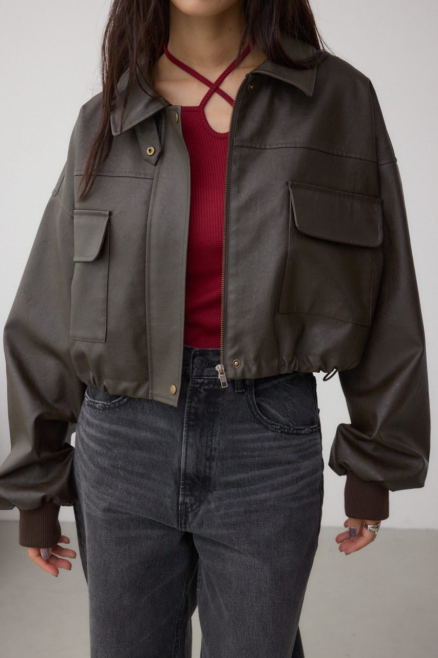 AZUL BY MOUSSY | フェイクレザーショートブルゾン (ブルゾン ) |SHEL