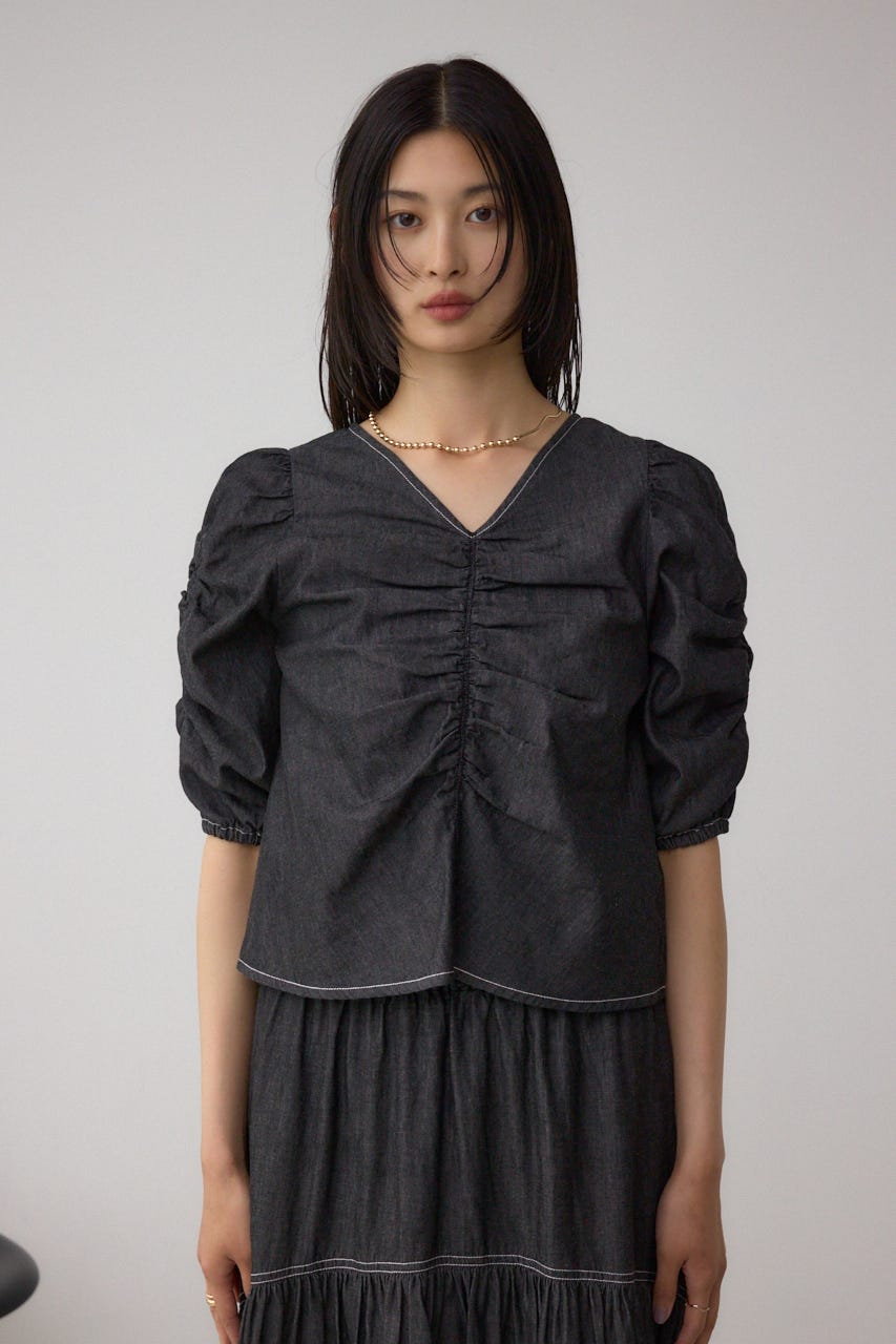 AZUL BY MOUSSY | フロントギャザースリーブブラウス (シャツ