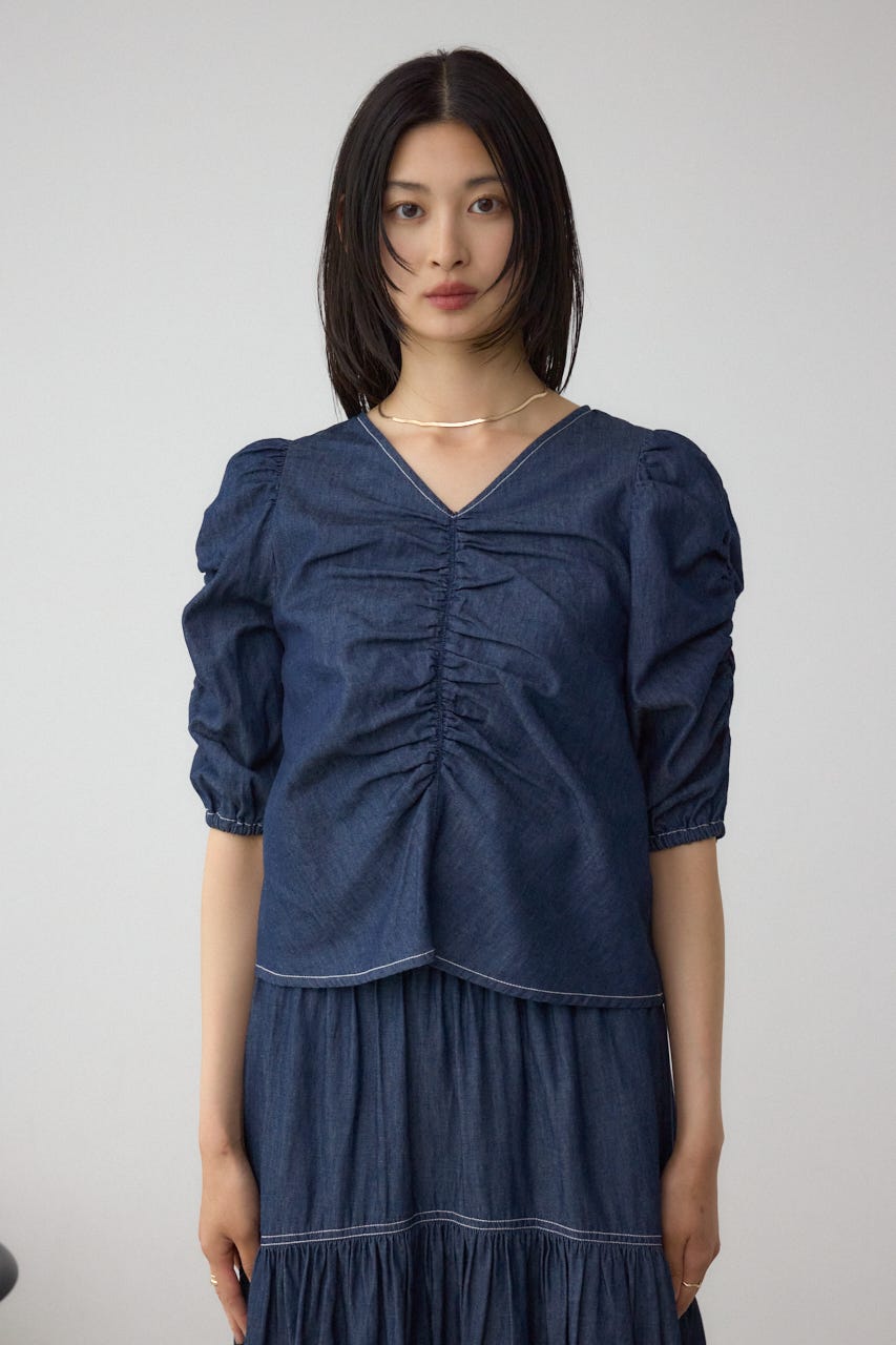 AZUL BY MOUSSY | フロントギャザースリーブブラウス (シャツ