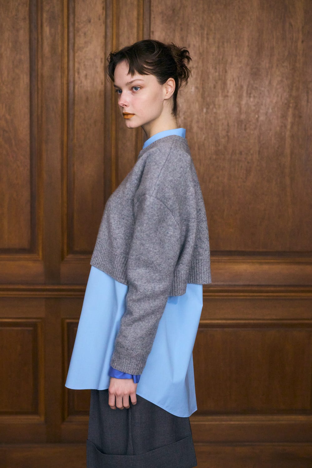 WIDE-SHOULDER CROPPED PULLOVER｜38｜D/NVY｜KNIT WEAR｜ENFÖLD