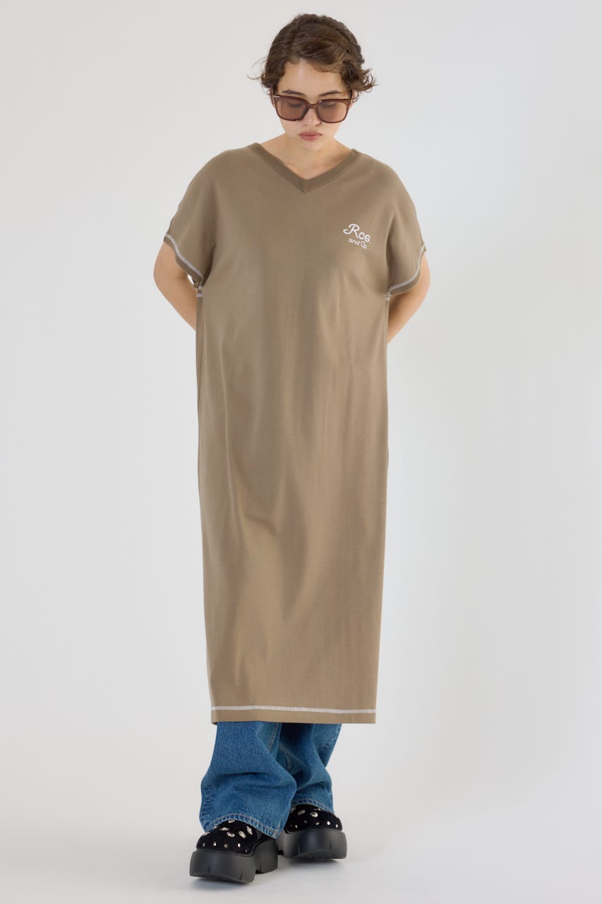 RODEO CROWNS WIDE BOWL | 配色ステッチニットコンビワンピース