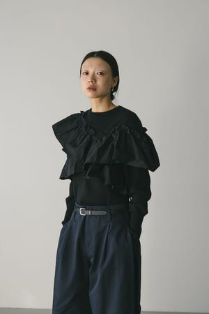 STYLEMIXER | アシンメトリーフリルニットトップ (ニット ) |SHEL'TTER