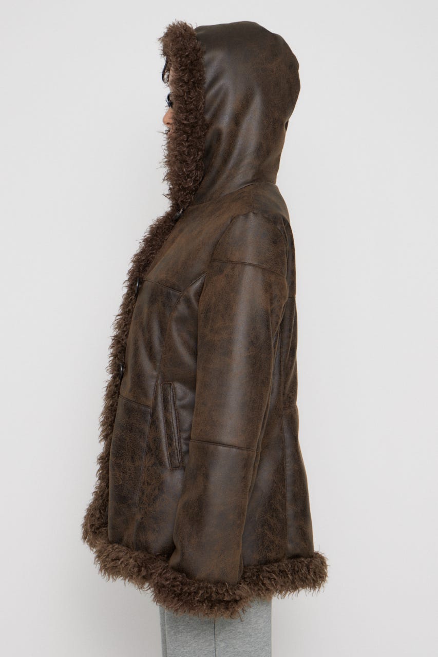 LAGUA GEM | VINTAGE FAUX FUR MIDDLE ムートン (コート ) |SHEL'TTER