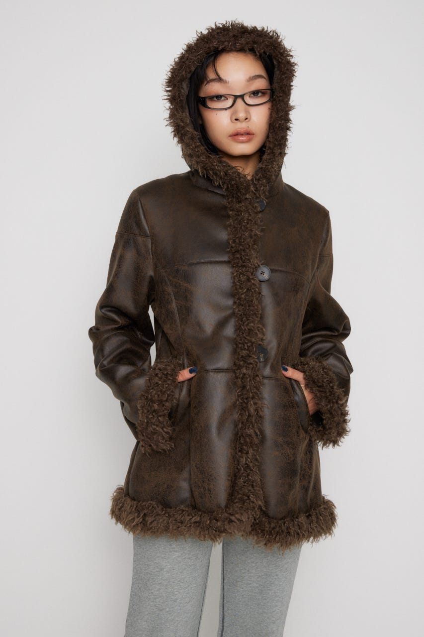 LAGUA GEM | VINTAGE FAUX FUR MIDDLE ムートン (コート ) |SHEL'TTER