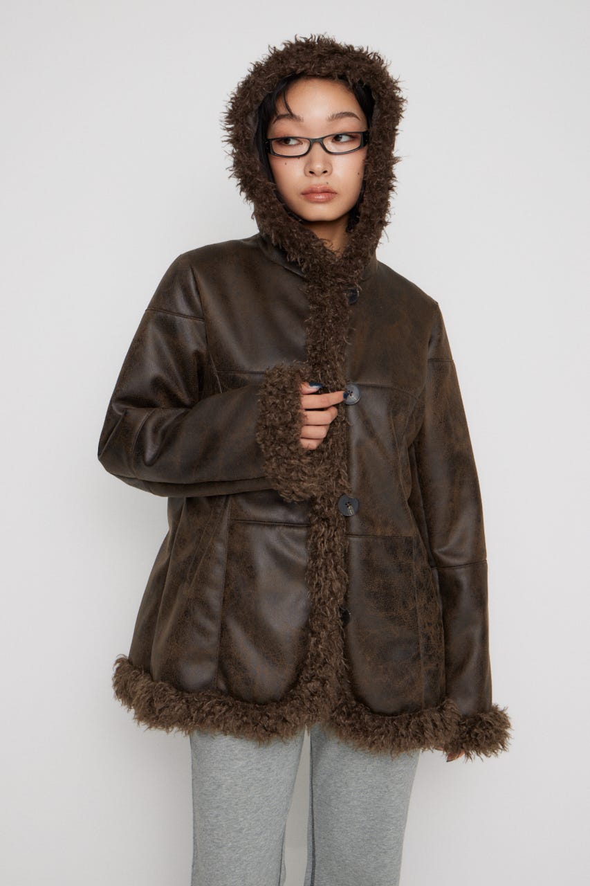 LAGUA GEM | VINTAGE FAUX FUR MIDDLE ムートン (コート ) |SHEL'TTER