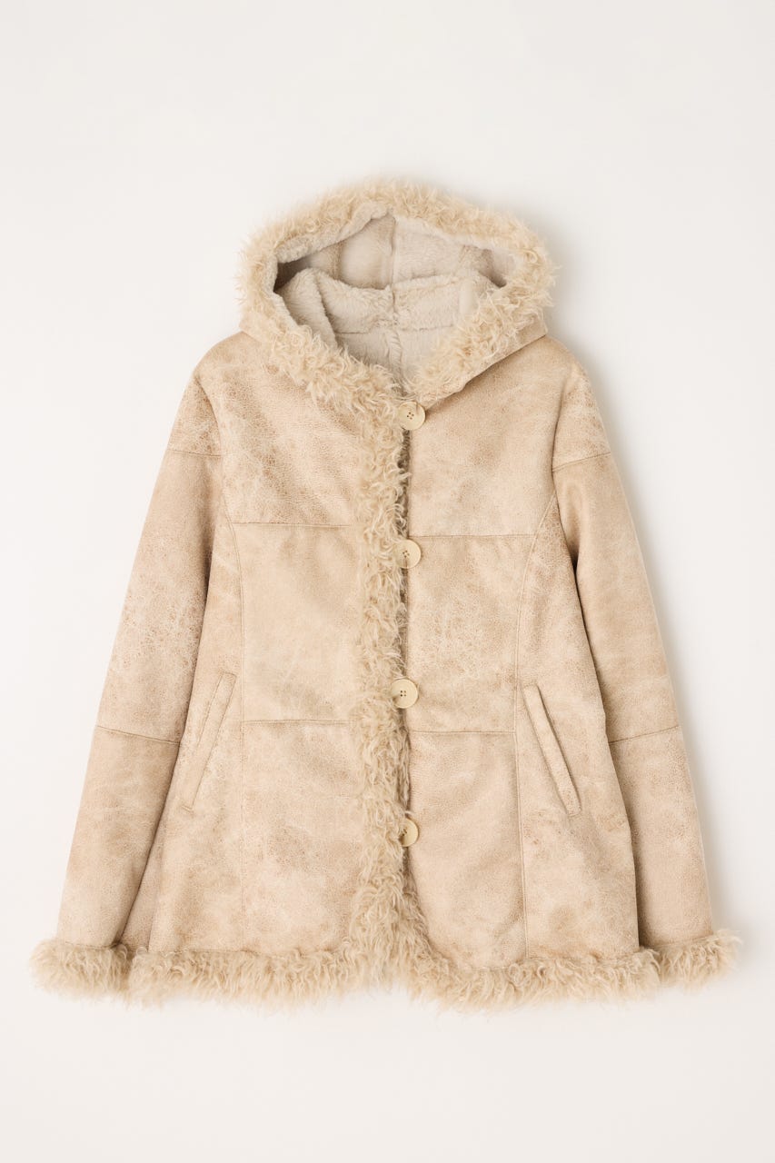 LAGUA GEM | VINTAGE FAUX FUR MIDDLE ムートン (コート ) |SHEL'TTER