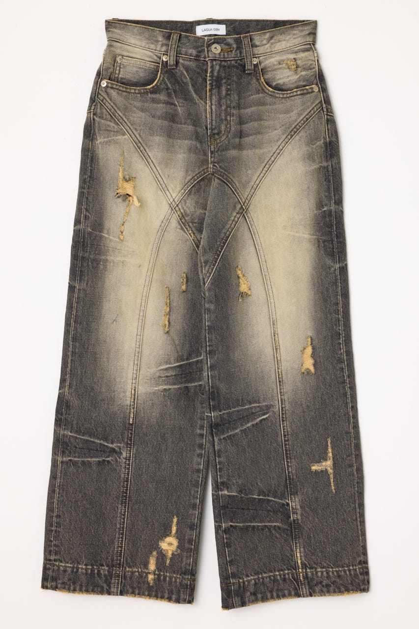 LAGUA GEM | FINE CRASH STRAIGHT デニム (ストレート ) |SHEL'TTER