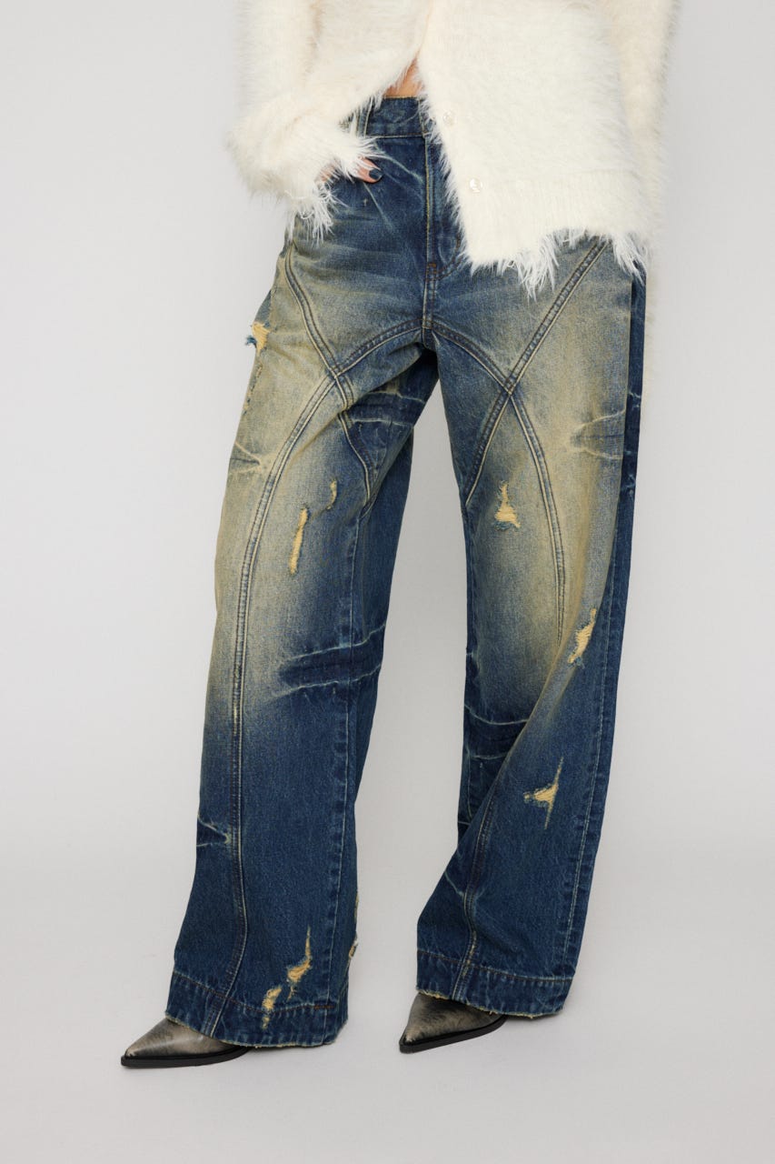 LAGUA GEM | FINE CRASH STRAIGHT デニム (ストレート ) |SHEL'TTER