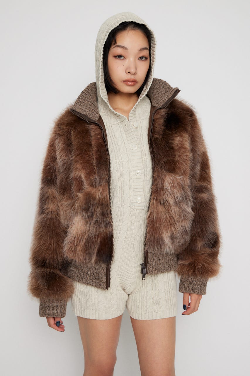 LAGUA GEM | MIX KNIT FAUX FUR ブルゾン (ブルゾン ) |SHEL'TTER WEBSTORE