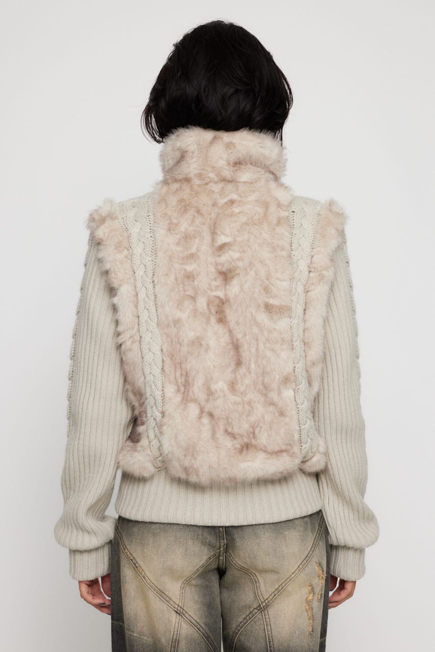 LAGUA GEM | CABLE KNIT FAUX FUR ブルゾン (ブルゾン ) |SHEL'TTER