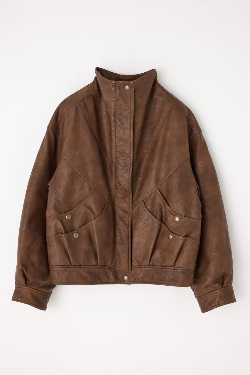 LAGUA GEM | STAND NECK FAUX LEATHER ブルゾン (ブルゾン ) |SHEL