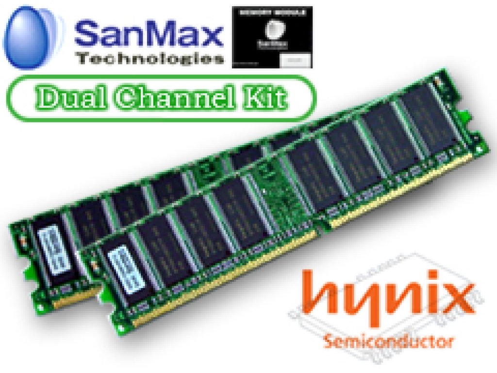 SanMax SMD-1G48H-D-D 184pin DDR400 512MB[片面]*2枚 CL3 hynix/JEDEC