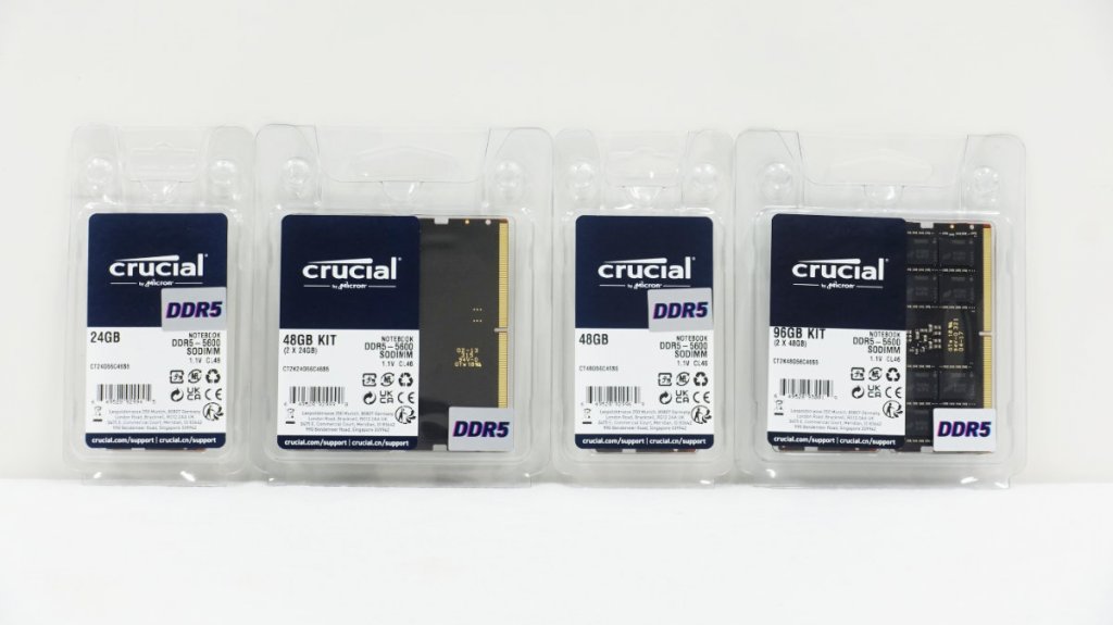 ノート向け2枚で96GB、CrucialからMicron 24Gbit DRAM搭載の24GBと48GB