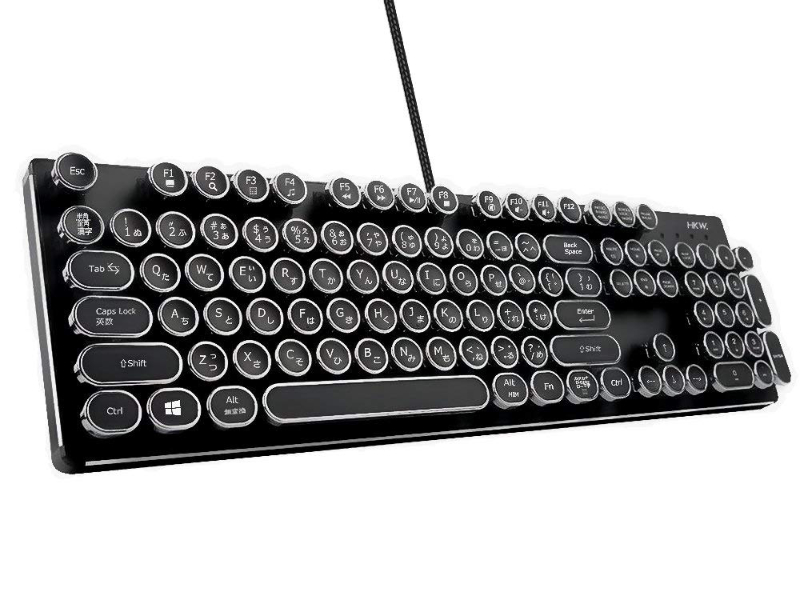 HKW HKW タイプライター風メカニカルキーボード 青軸 104キー USB有線