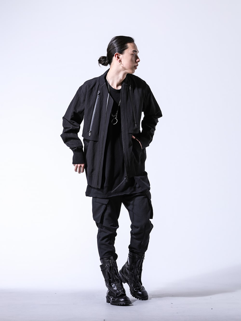 FASCINATE_THE R 2024SS オールブラック ボンバージャケット