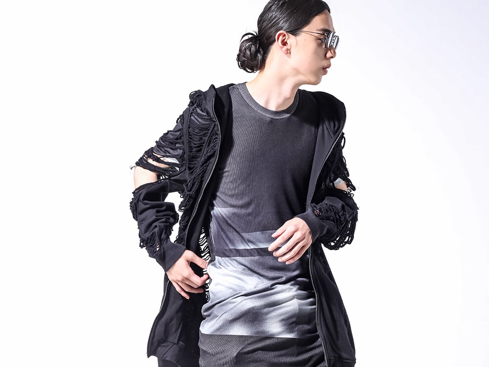 JULIUS 2024SS ダメージフーディースタイリング -FASCINATE