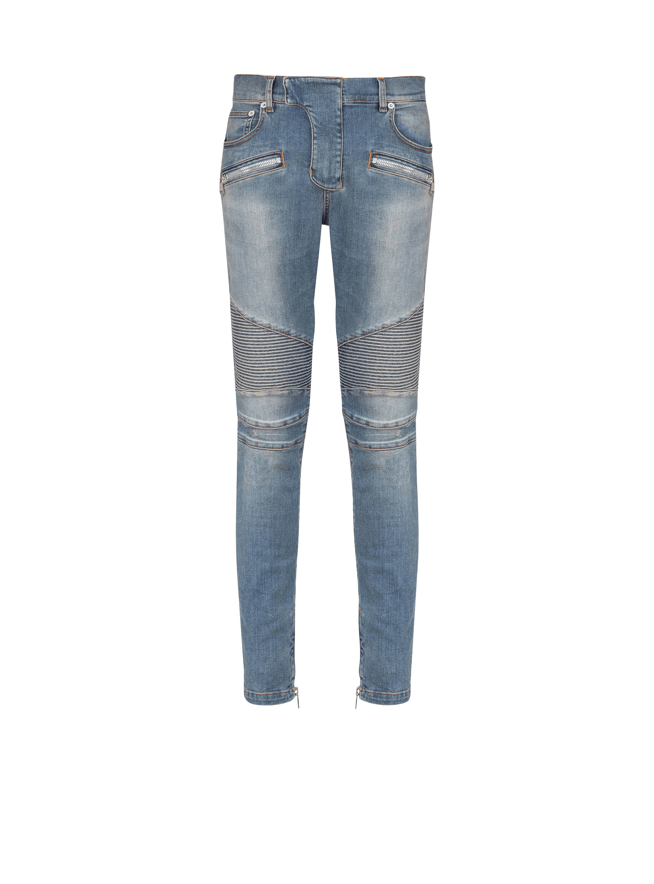 Slim-fit biker jeans in blue denim blue blue - Men | BALMAIN