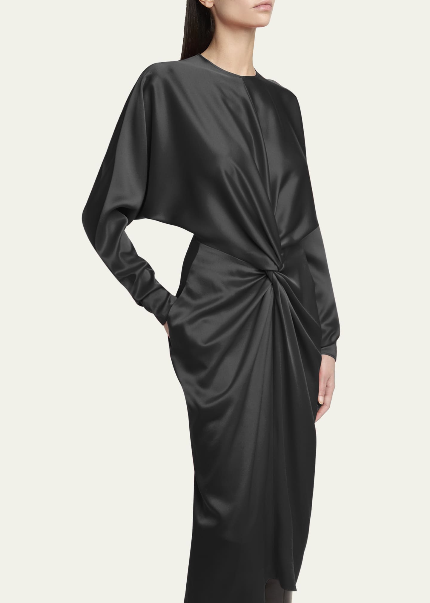 Stella McCartney Twist-Front Satin Dress - Bergdorf Goodman