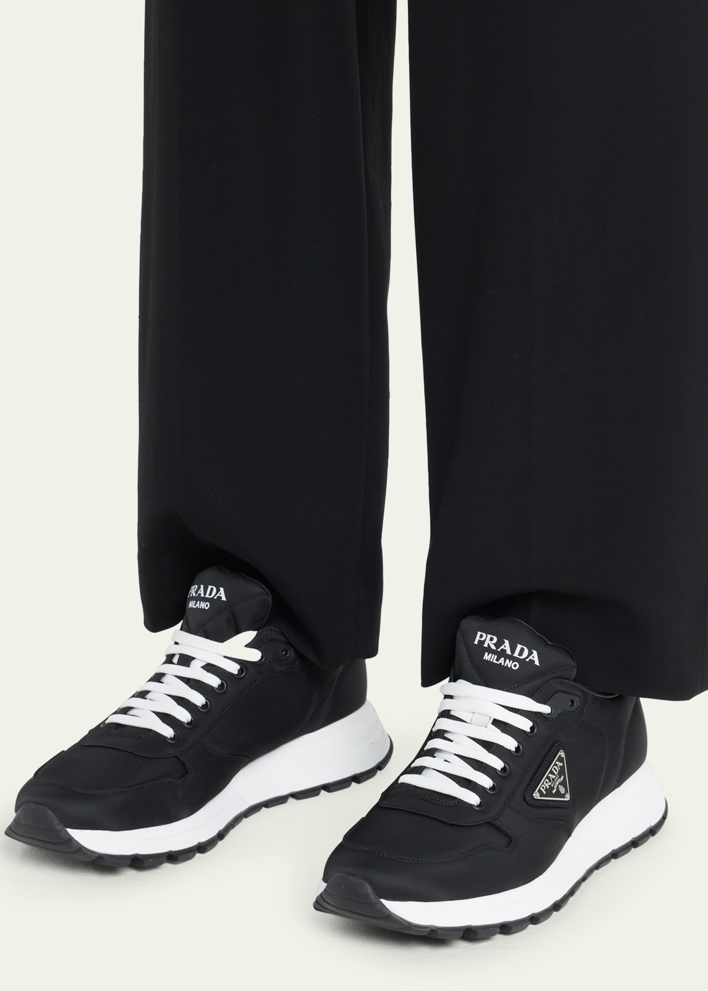 Prada Men's Prax Triangle Logo Nylon Low-Top Sneakers - Bergdorf