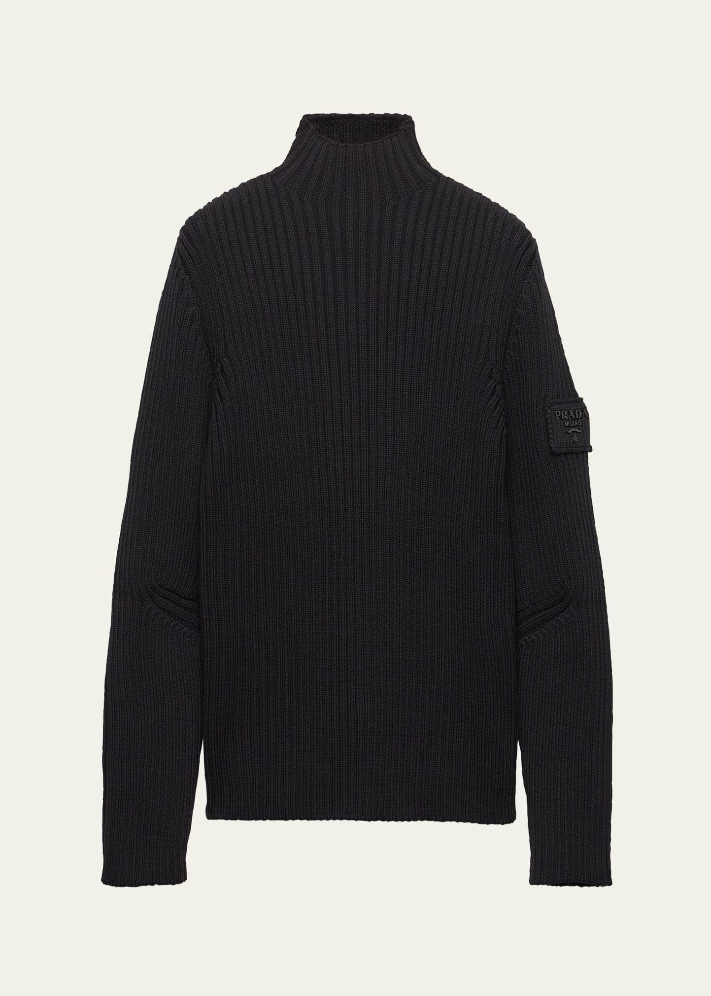 Prada Men's Ribbed Wool Mock-Neck Sweater - Bergdorf Goodman