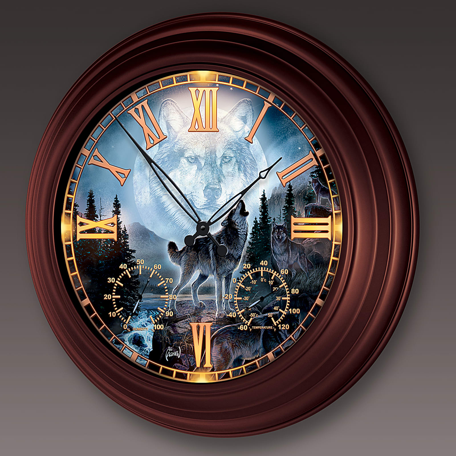 Al Agnew Majestic Presence Wolf-Themed Outdoor Illuminated Atomic