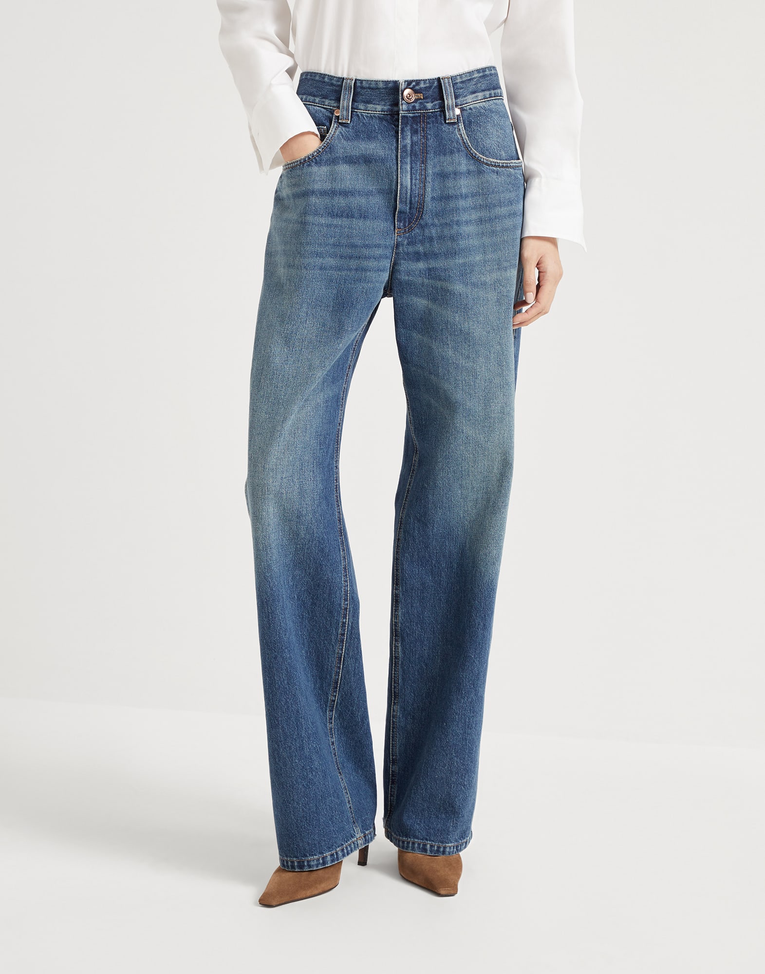 Contemporary Loose trousers for Woman in Denim | Brunello Cucinelli