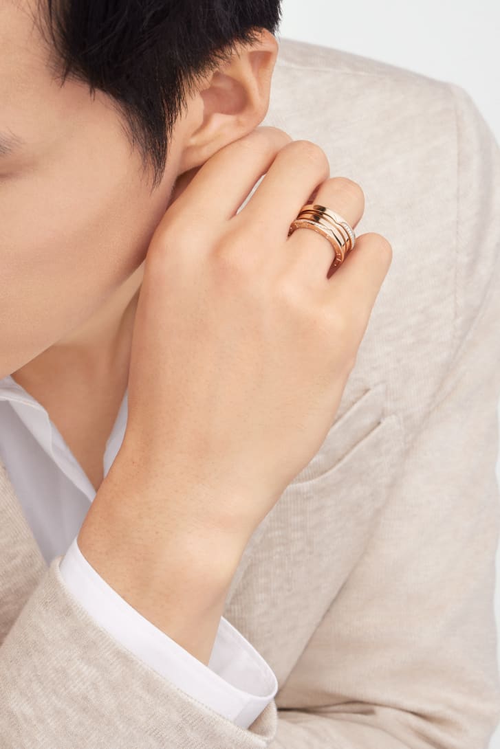 ピンクゴールド ビー・ゼロワン リング に 0.2 カラット ダイヤモンド