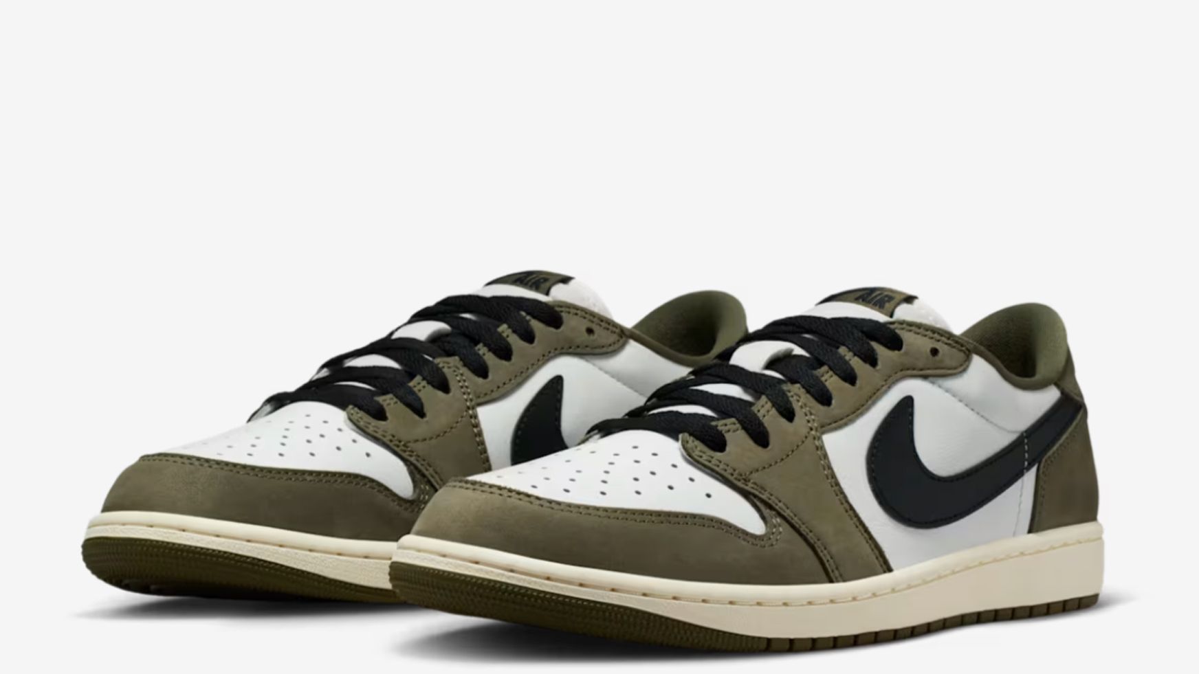 エア ジョーダン 1 LOW OG “Medium Olive and Summit White”」はアース