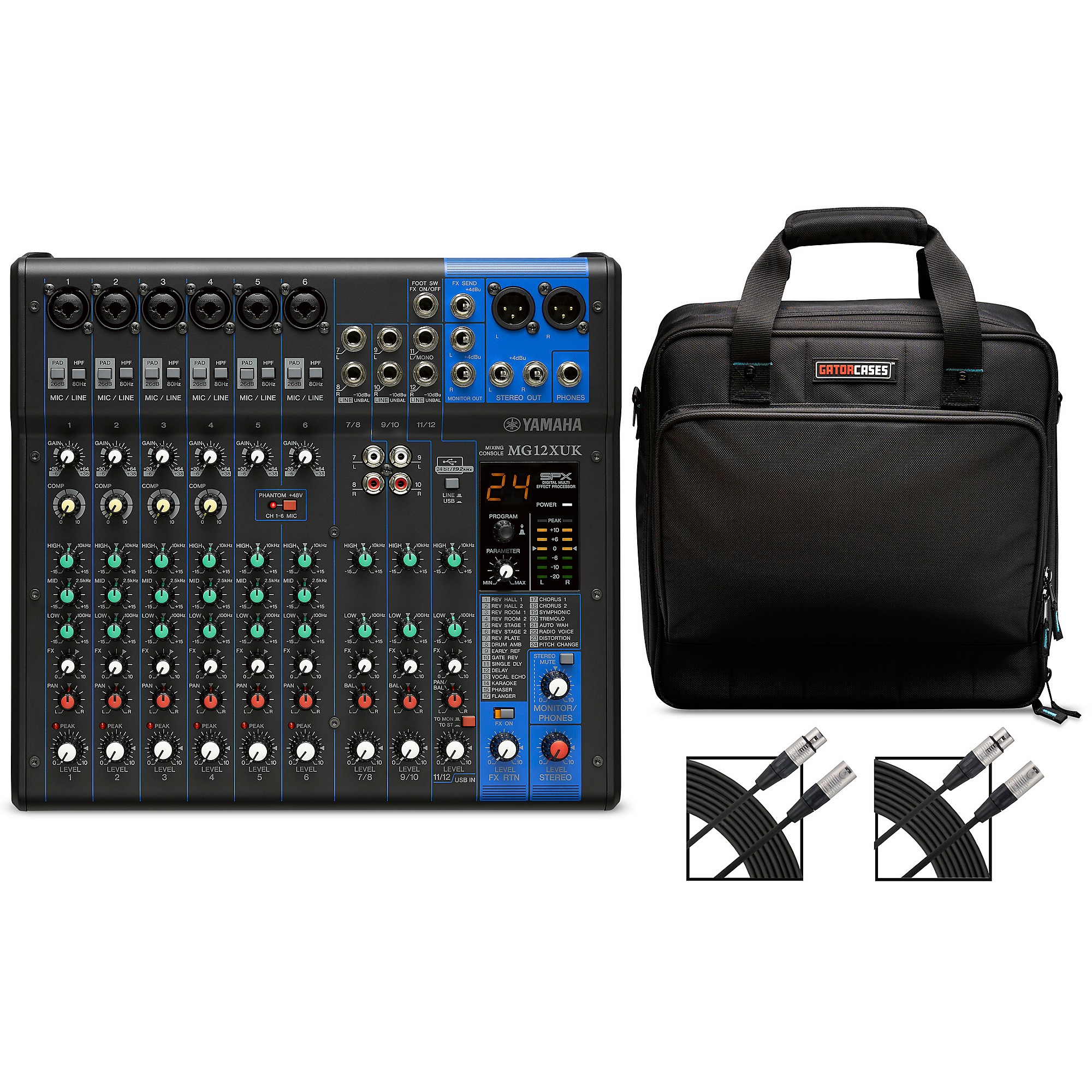 Yamaha MG12XUK 12-In/2-Bus Mixer With Gator Mixer Bag and Cables