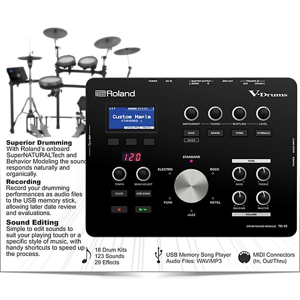 Roland TD-25KV Electronic Drum Set with PM-100 V-Drum Speaker