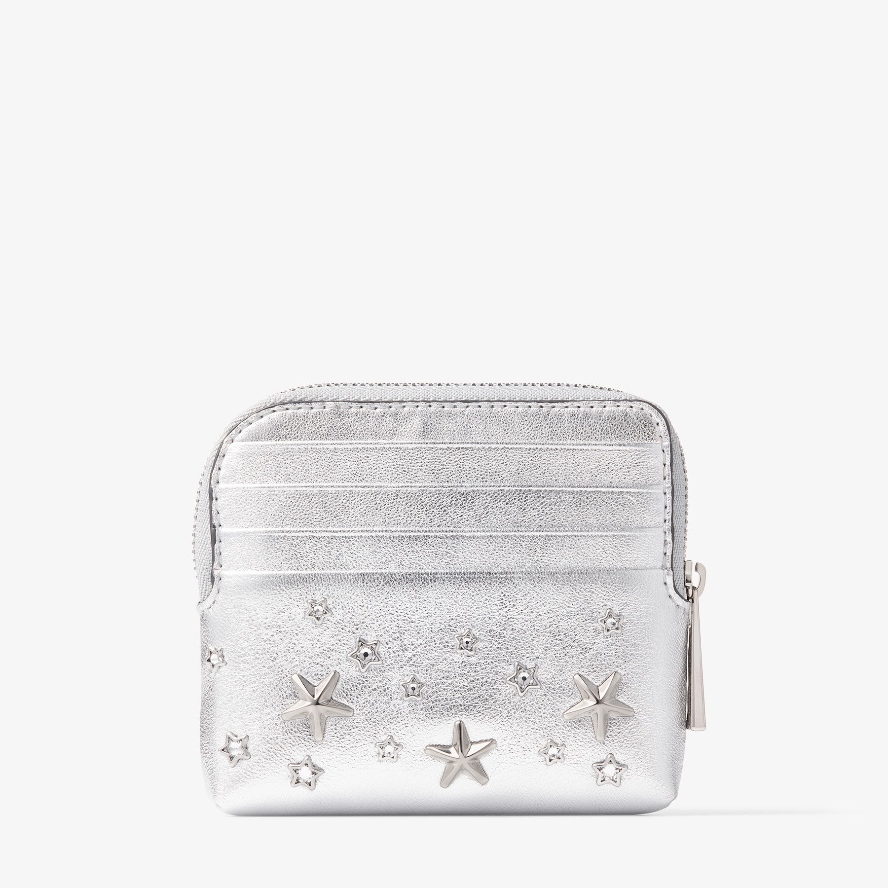 コンパクトジップ カードケース | シルバー メタリックレザー・カード