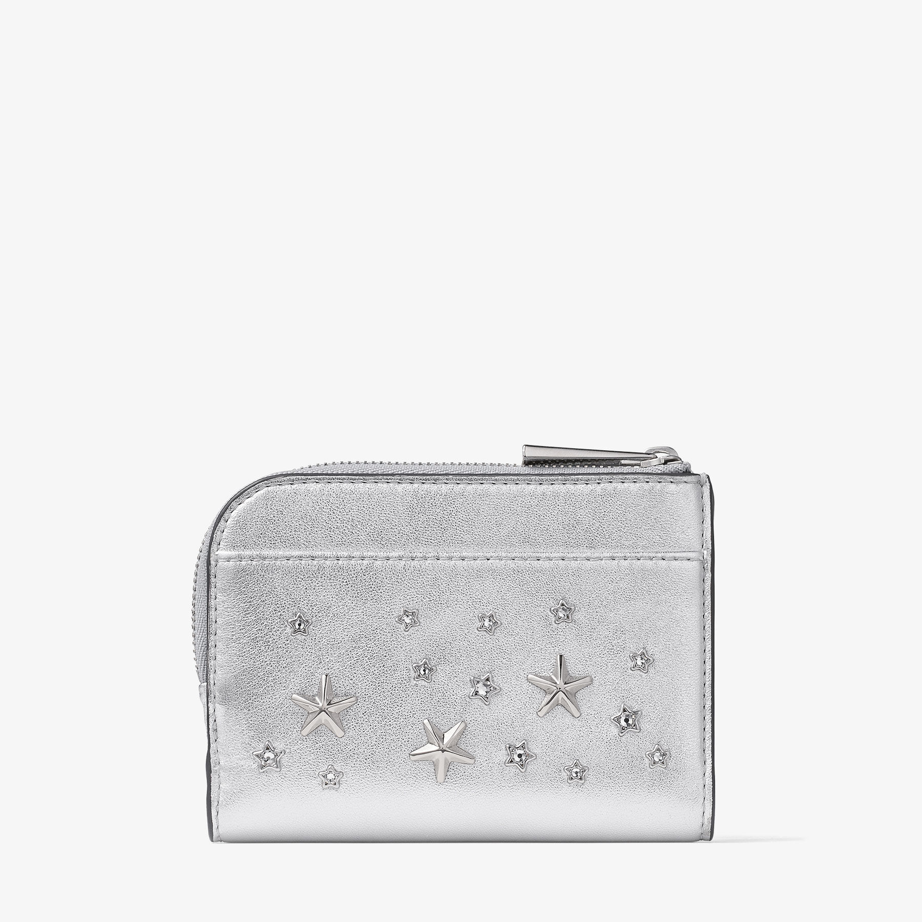 コンパクトジップ ウォレット | シルバー メタリックレザー