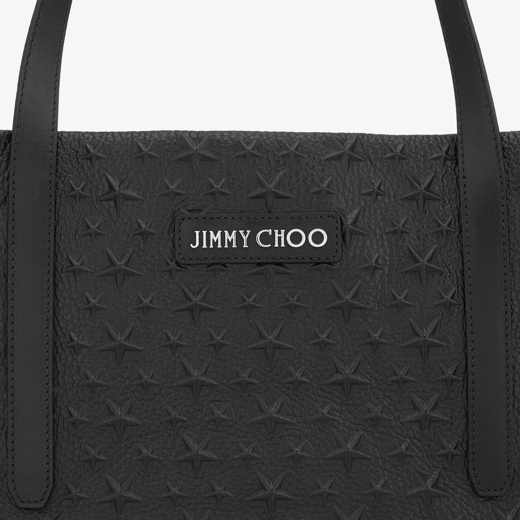 スターエンボス ブラック グレイニーレザー・スモール トートバッグ