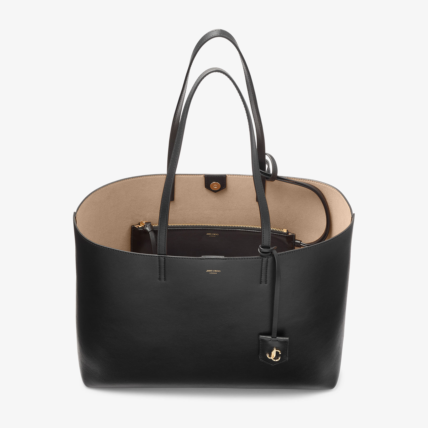 Nine2Five East-West | Black Smooth Calf Leather Tote Handbag