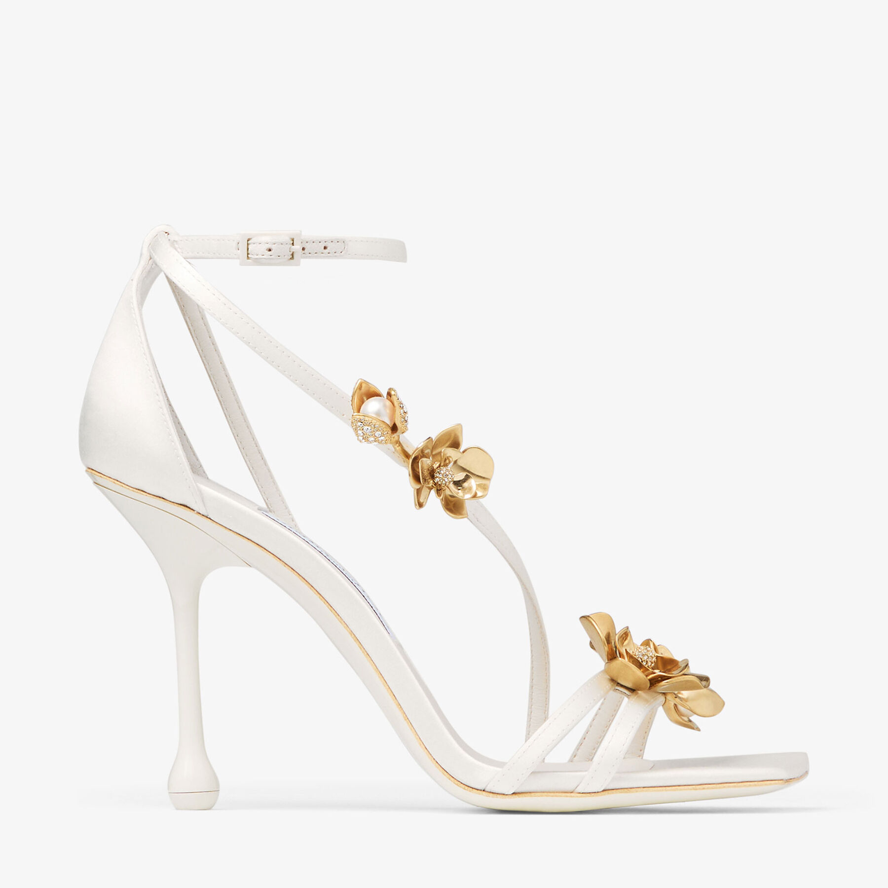 Zea 95 | Ivory Satin Flower Sandals | JIMMY CHOO