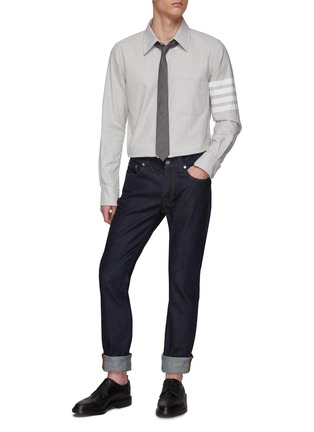 THOM BROWNE | 4-Bar Stripe Flannel Shirt | GREY | Lane Crawford